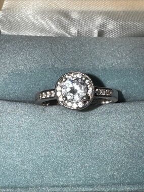 Zircon Engagement Ring - Clear / 925 Silver -